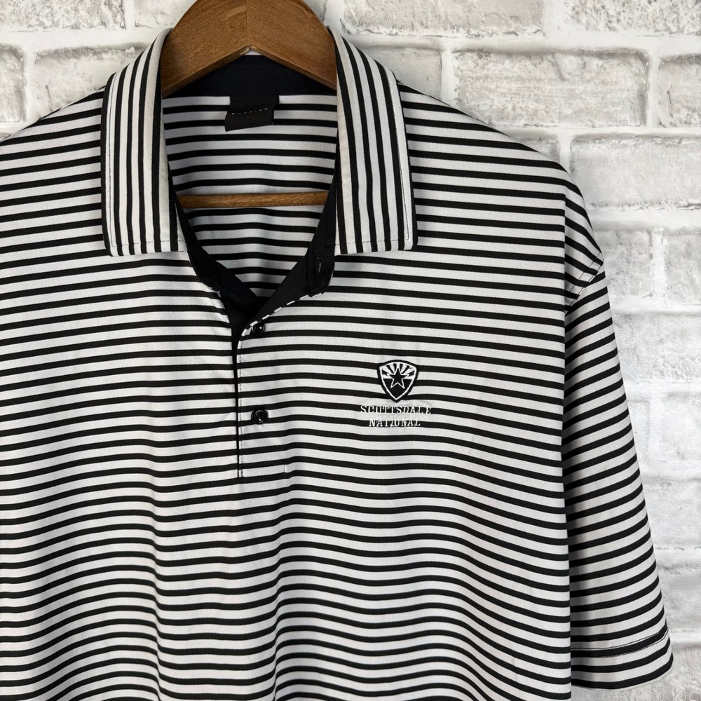 Dunning Golf X Scottsdale National Striped Polo Shirt Black White Performance XL